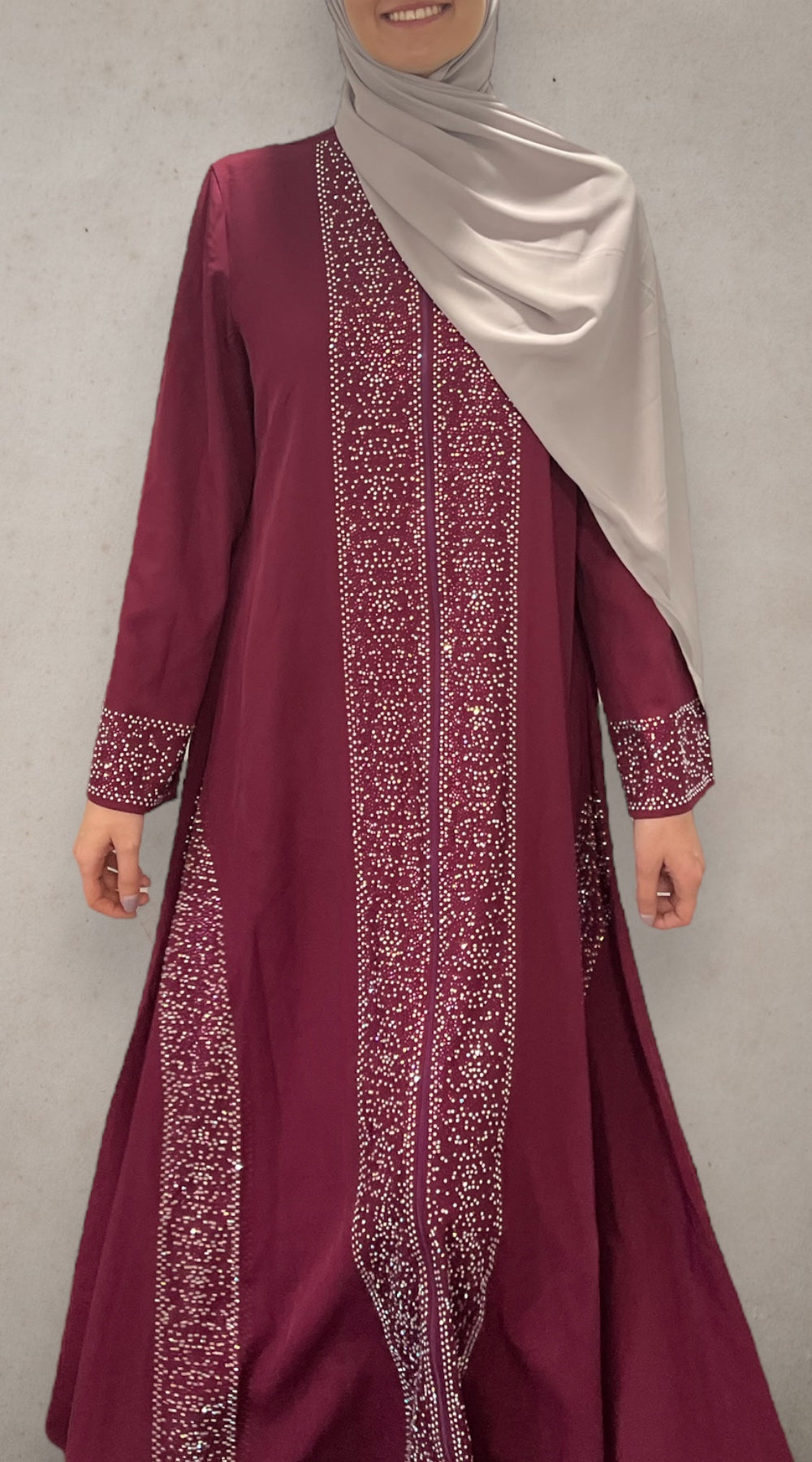 Rhinestone Abaya - Raspberry