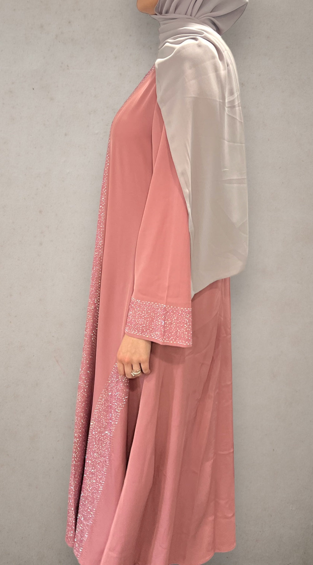 Rhinestone Abaya - Pink