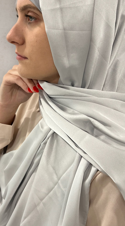 Satin Silk Hijab - Light Gray