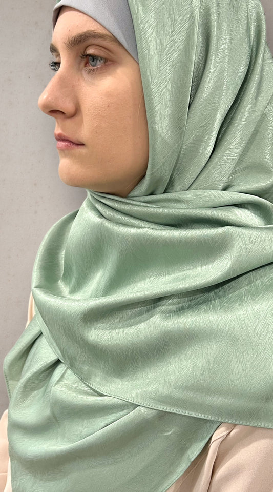 Square Satin Silk Hijab - Light Green