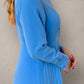 Button Down Pleated Dress Dusty Blue
