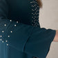 Front Zipper Pearl Abaya Blue