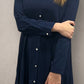 Pearl Button Down Tunic - Navy