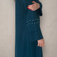 Front Zipper Pearl Abaya Blue