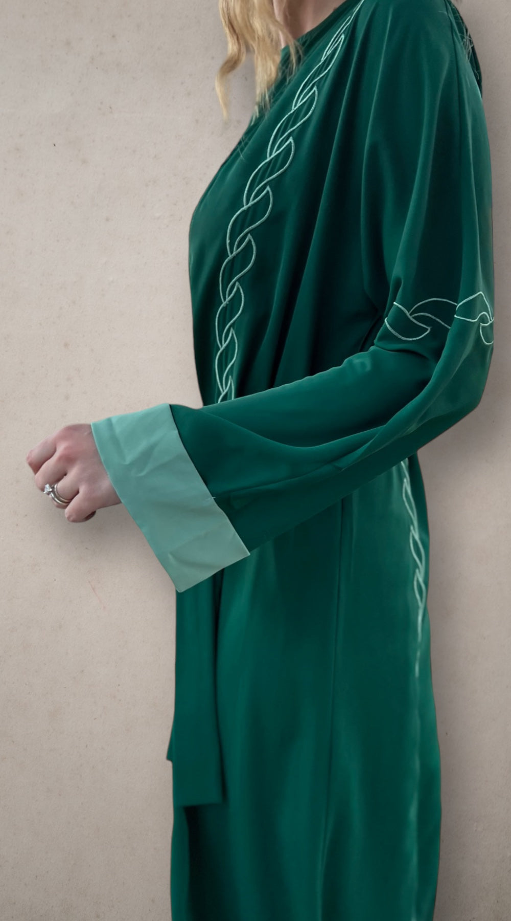 Two Piece Open Front Abaya Emerald Green